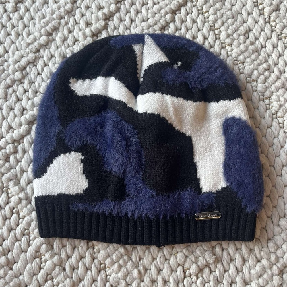 Blue Camo Y2K Beanie Hat Accessory